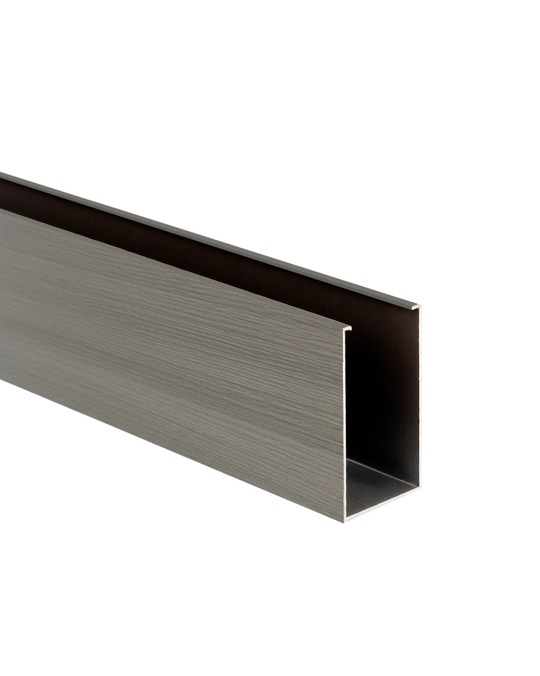 PERFIL DE ALUMINIO DE CIELO RASO - FORMA U - 40 × 70 × 0.8 MM × 2.9 M - GRIS ROBLE
