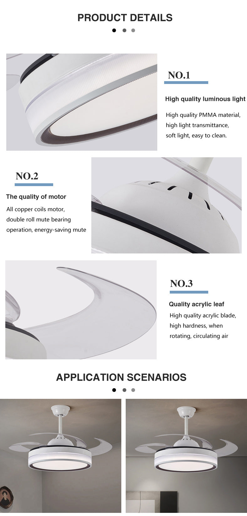 ABANICO DE TECHO 35W 50CM BLANCO