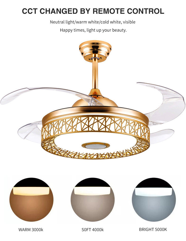 ABANICO DE TECHO 35W 50CM DORADO