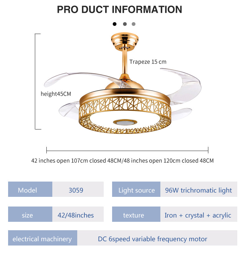 ABANICO DE TECHO 35W 50CM DORADO