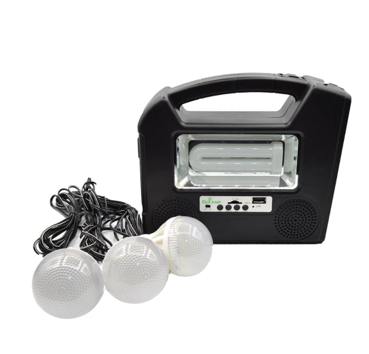 Mini Portable Solar Kit With Spotlights, Lamp, Horn and Solar Panel