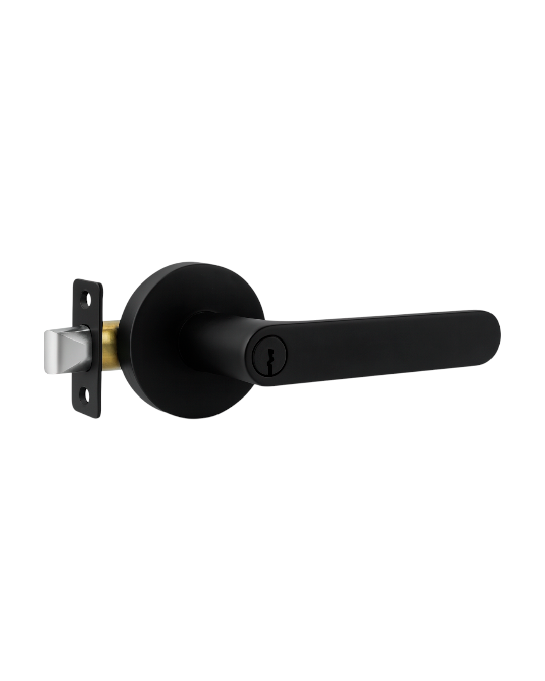 CERRADURA DE MANIJA NEGRO MATE CON NÚCLEO DE COBRE Y 3 LLAVES