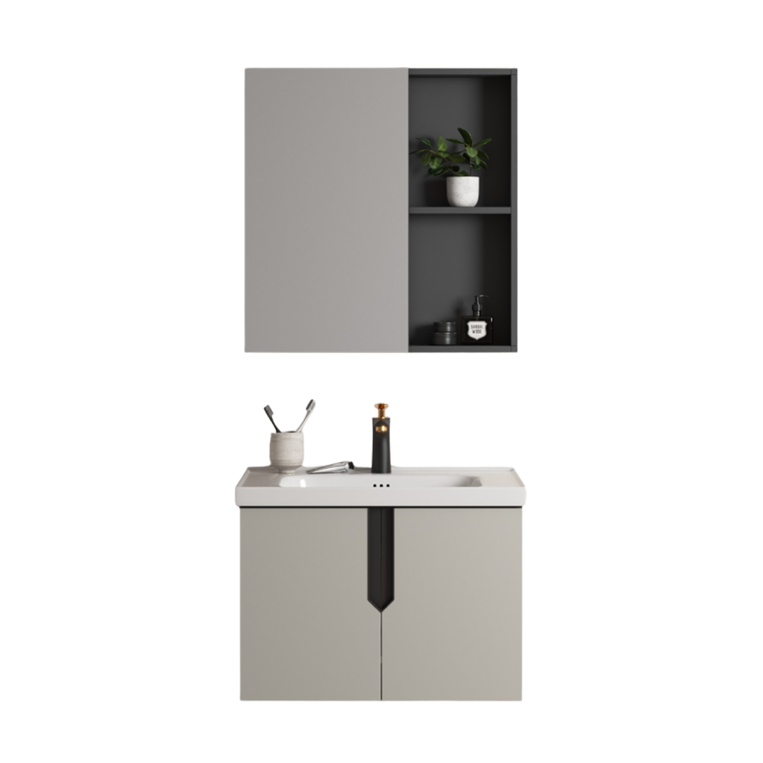 MUEBLE DE BAÑO ALUMINIO CON ESPEJO Y LAVAMANO
