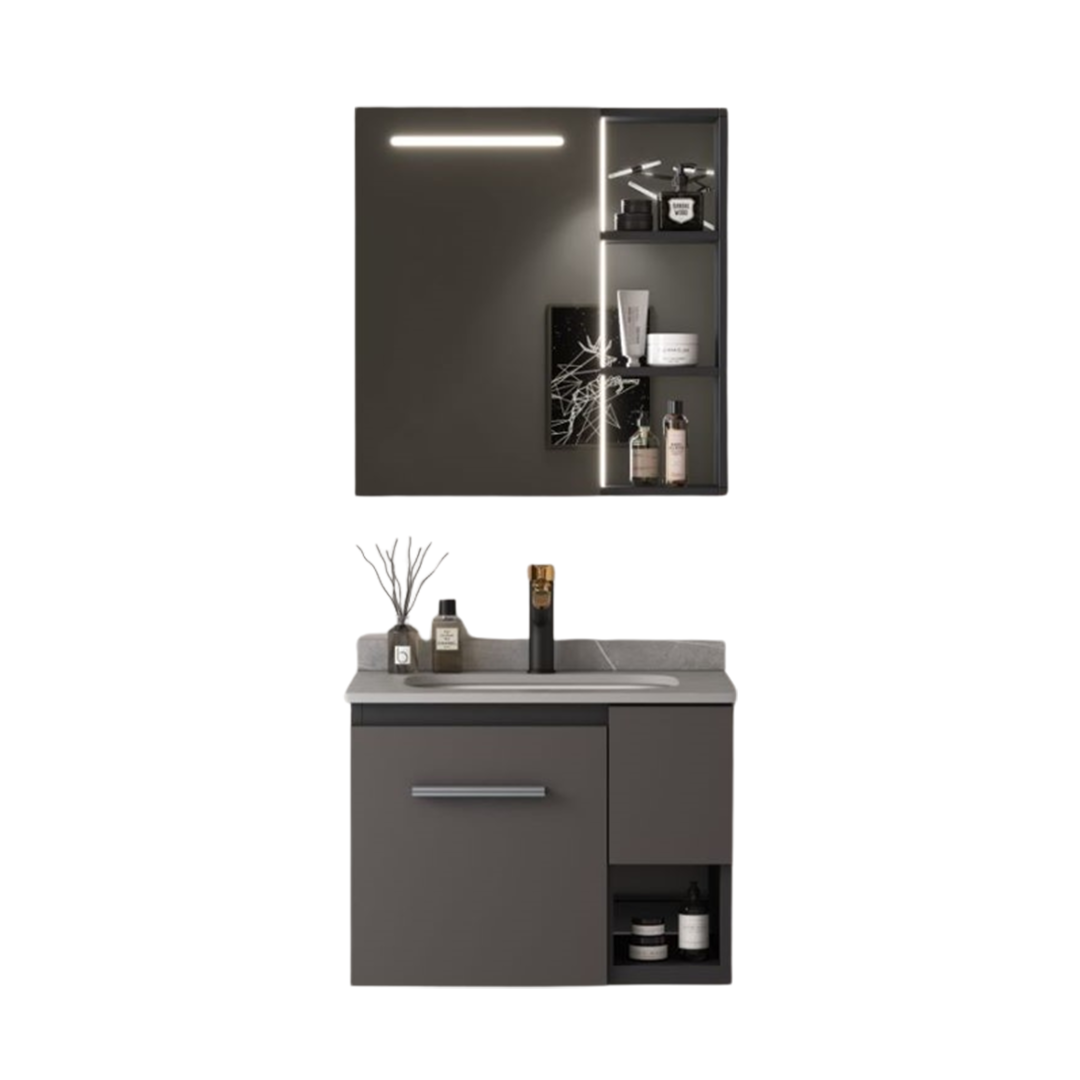 MUEBLE DE BAÑO ALUMINIO CON ESPEJO Y LAVAMANO