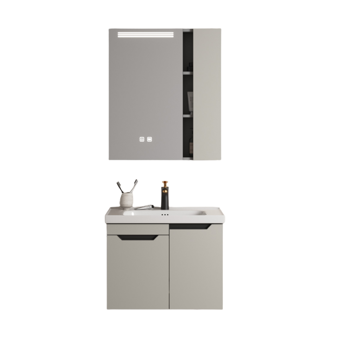 MUEBLE DE BAÑO ALUMINIO CON ESPEJO Y LAVAMANO