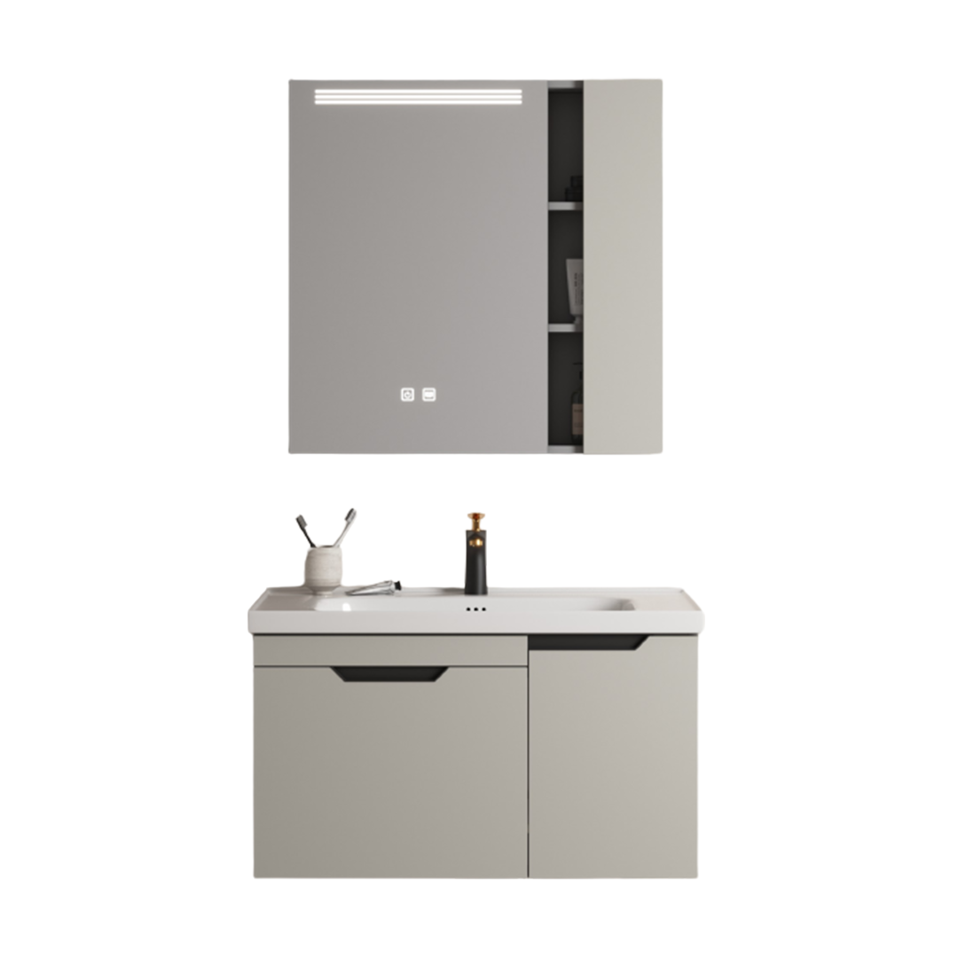 MUEBLE DE BAÑO ALUMINIO CON ESPEJO Y LAVAMANO