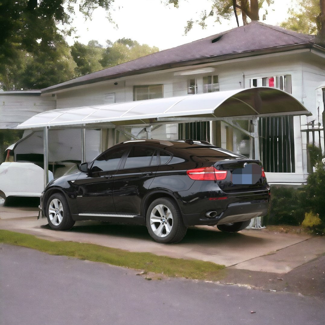 TROLLEY EAVE - 5.00MX 3.00MX 2.70M - ALUMINUM / CHOCOLATE POLYCARBONATE