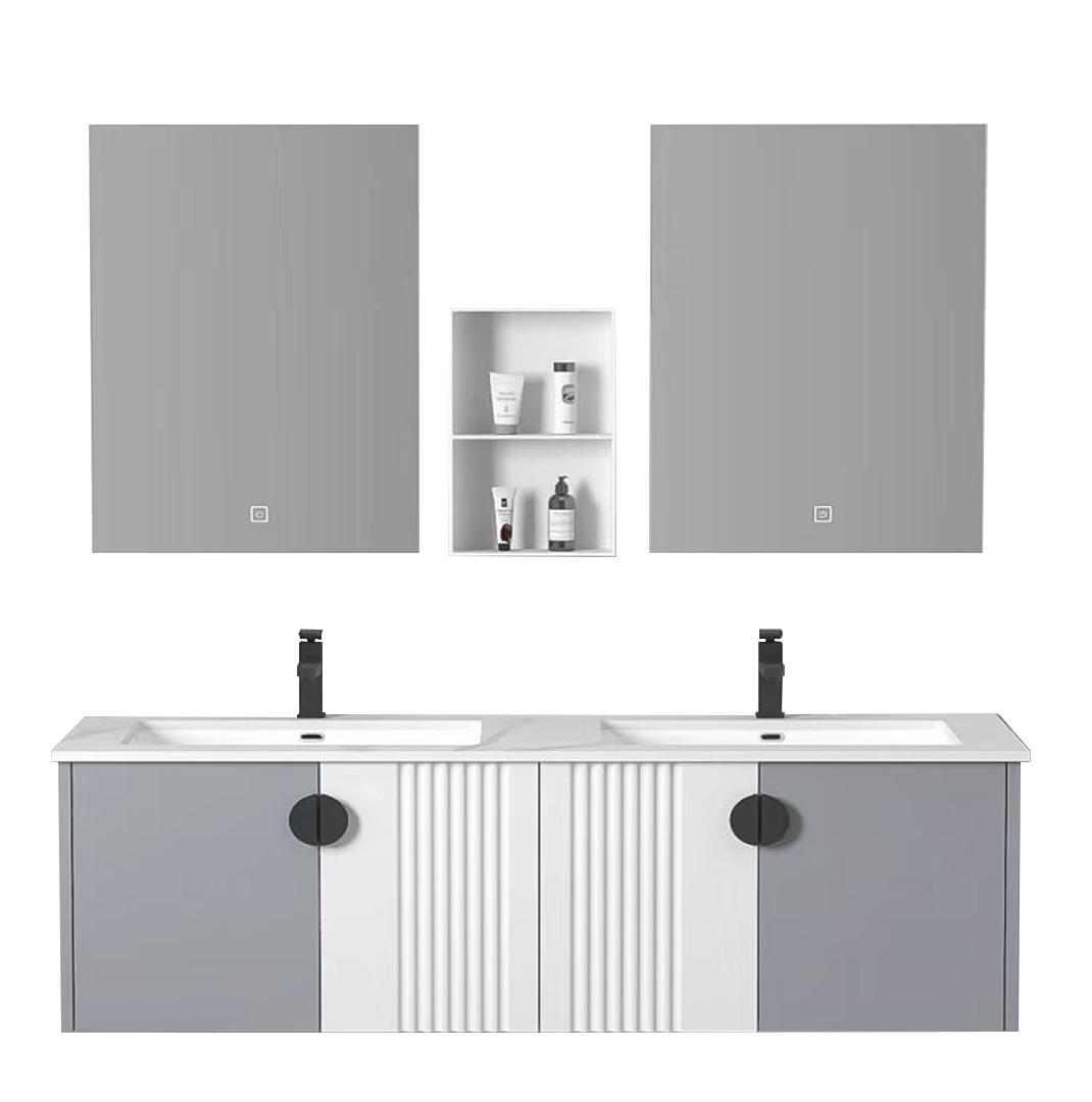 MUEBLE DE BAÑO - ALUMINIO - BLANCO /GRIS - 1180X460X420MM