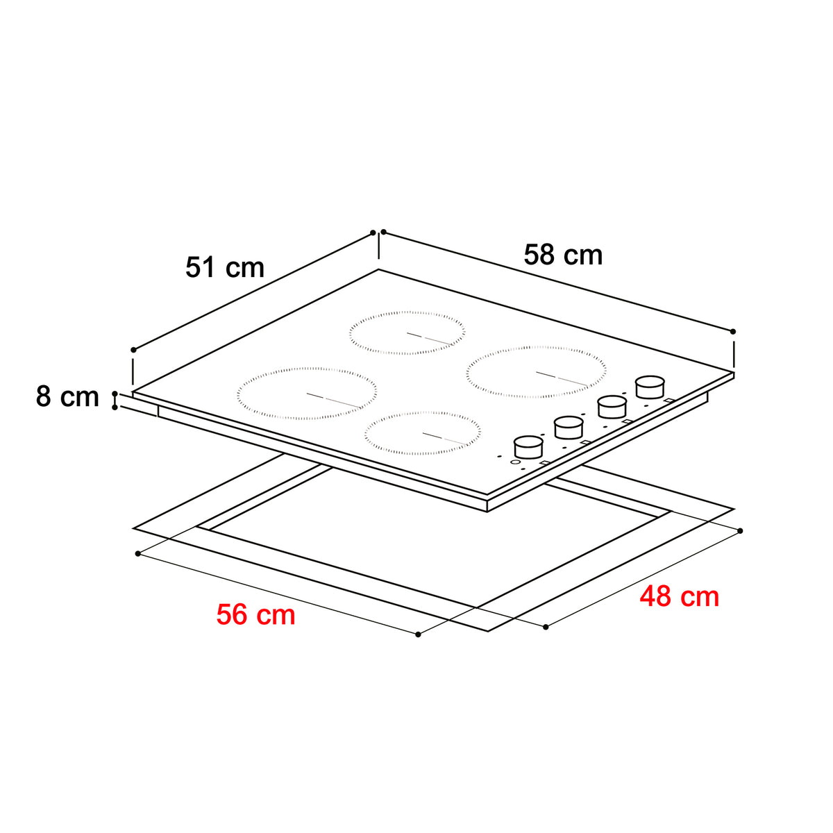 ESTUFA ELÉCTRICA VITROCERÁMICA 60 CM | DRIJA BARI 60-A | NEGRO