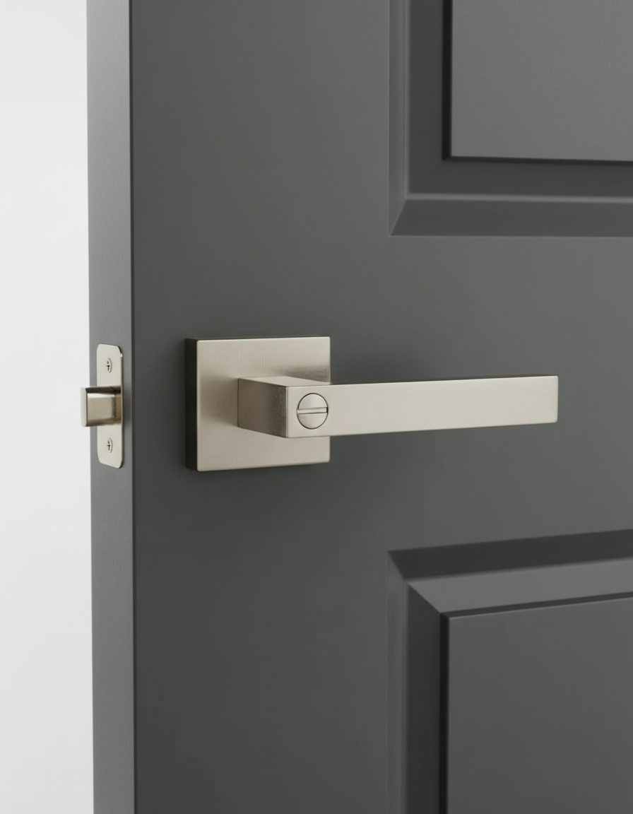 CERRADURA DE MANIJA NÍQUEL CEPILLADO CON NÚCLEO DE COBRE - SIN LLAVE