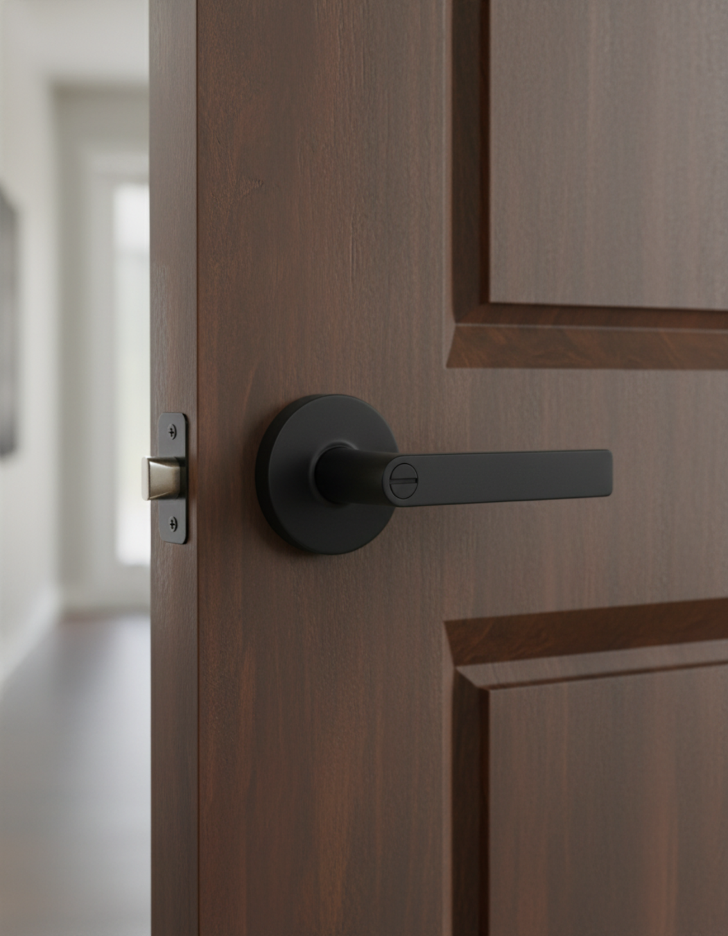 CERRADURA DE MANIJA NEGRO MATE CON NÚCLEO DE COBRE - SIN LLAVE