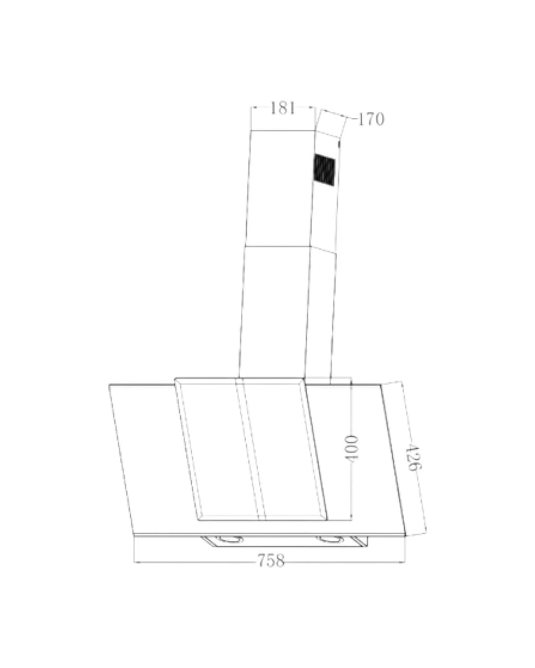 EXTRACTOR DE GRASA - VIDRIO NEGRO - TRIANGOLO 76
