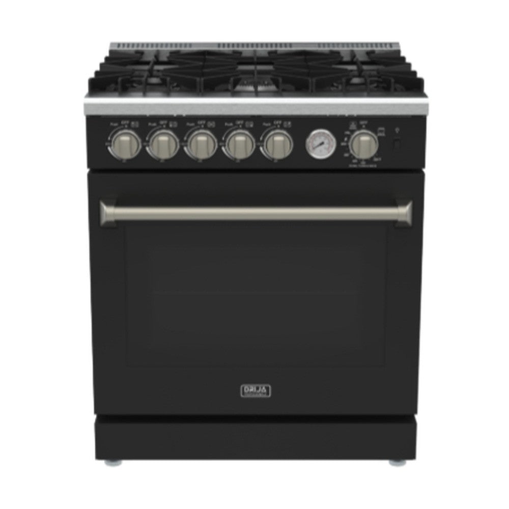 ESTUFA DE PISO A GAS CON HORNO 76 CM | DRIJA VENECIA 76-B | ACERO INOXIDABLE NEGRO