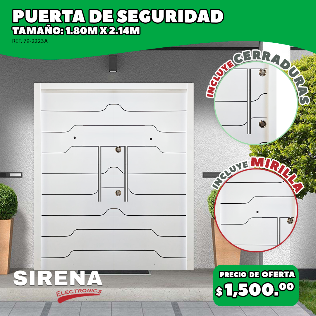 Puerta De Seguridad Metal Doble Blanca 1.80m x 2.14m