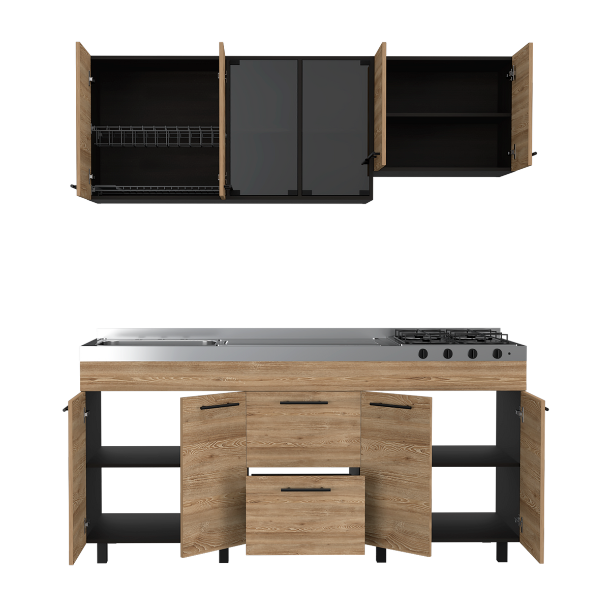 Luna Integral Kitchen, Includes Left Stainless Steel Countertop