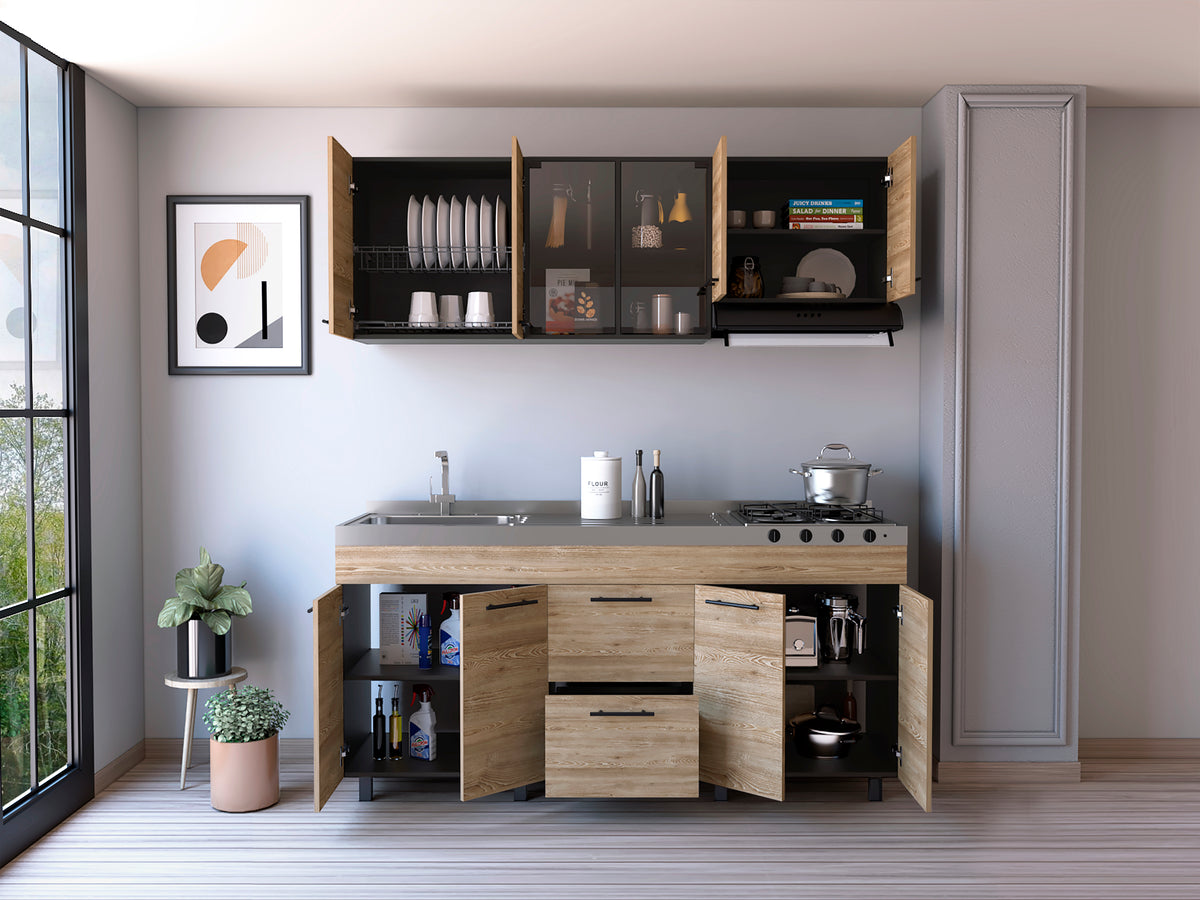 Luna Integral Kitchen, Includes Left Stainless Steel Countertop