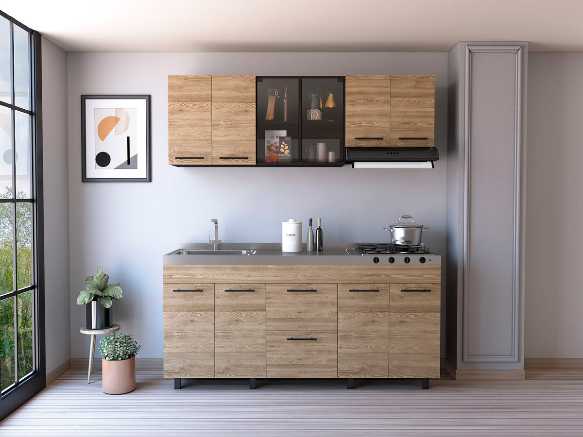 Luna Integral Kitchen, Includes Left Stainless Steel Countertop