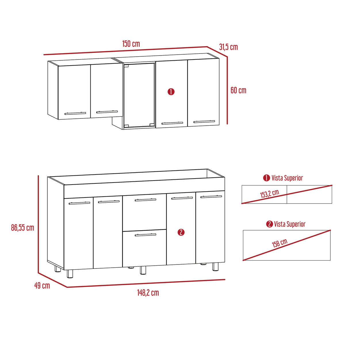 Luna Integral Kitchen, Includes Right Mesón