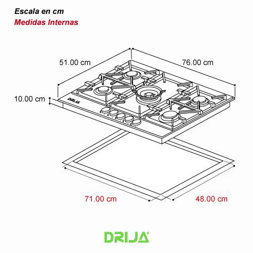 Estufa A Gas 5 Quemadores Toscana 76 PRO