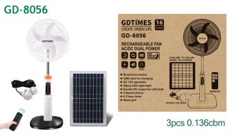 Rechargeable Solar Fan 16"