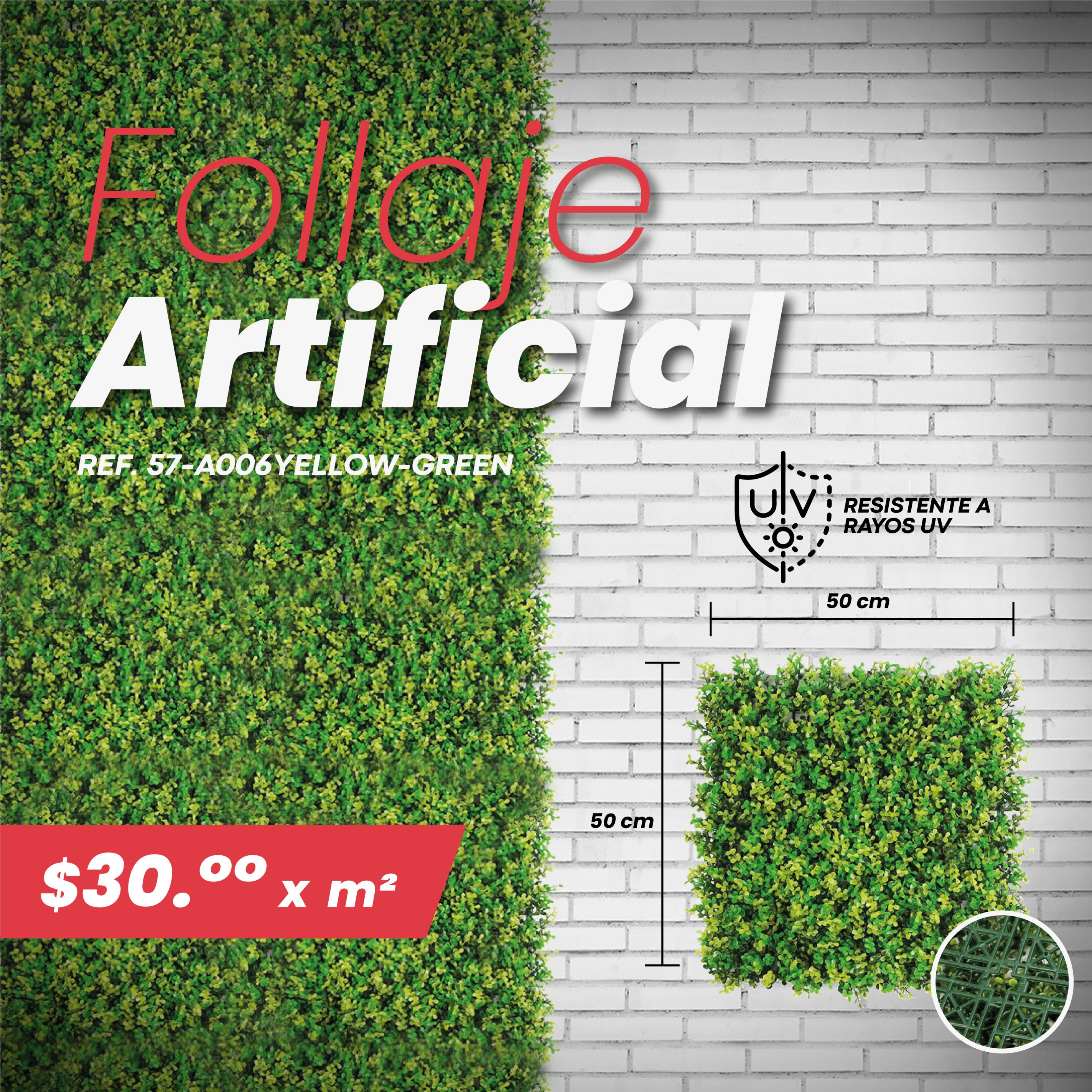 FOLLAJE ARTIFICIAL 50*50CM YELLOW GREEN