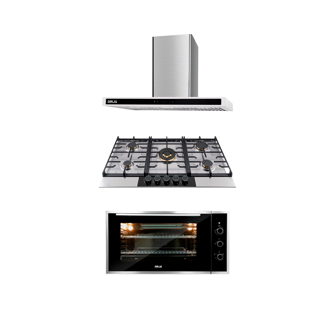 COMBO A LUXURY - DRIJA - 90CM / 36” - STEEL (Stove, Oven and Extractor).