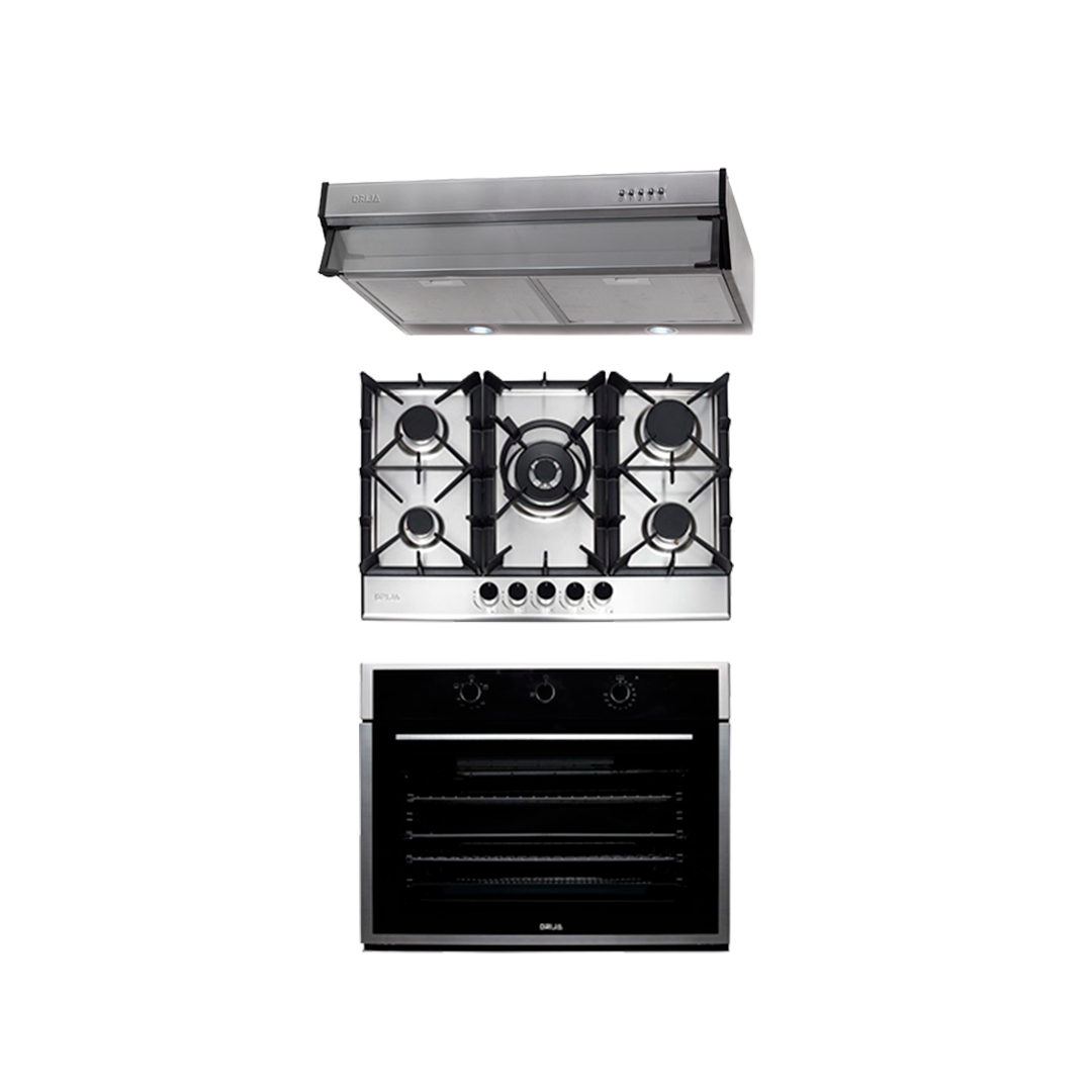 COMBO B - DRIVE - 76CM / 30” - STEEL (Stove, Oven and Extractor).