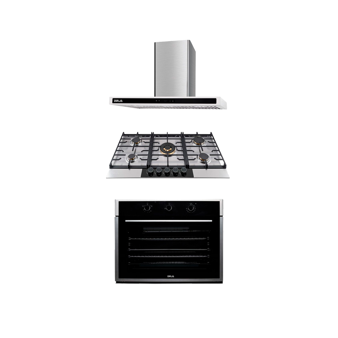 COMBO A LUXURY - DRIJA - 76CM / 30” - ACERO(Estufa, Horno y Extractor).