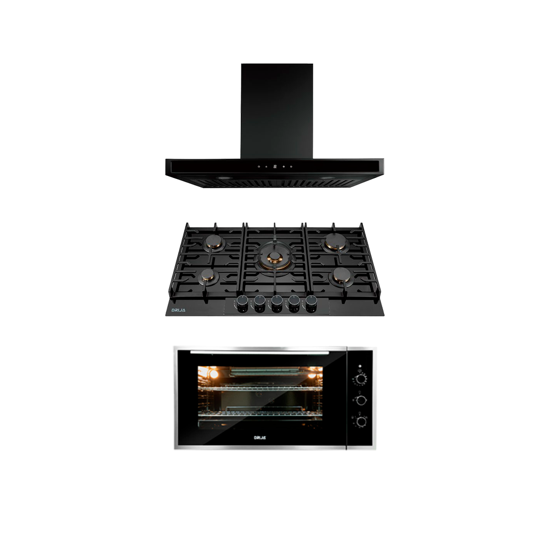 COMBO B LUXURY - DRIJA - 90CM / 36” - VIDRIO(Estufa, Horno y Extractor).