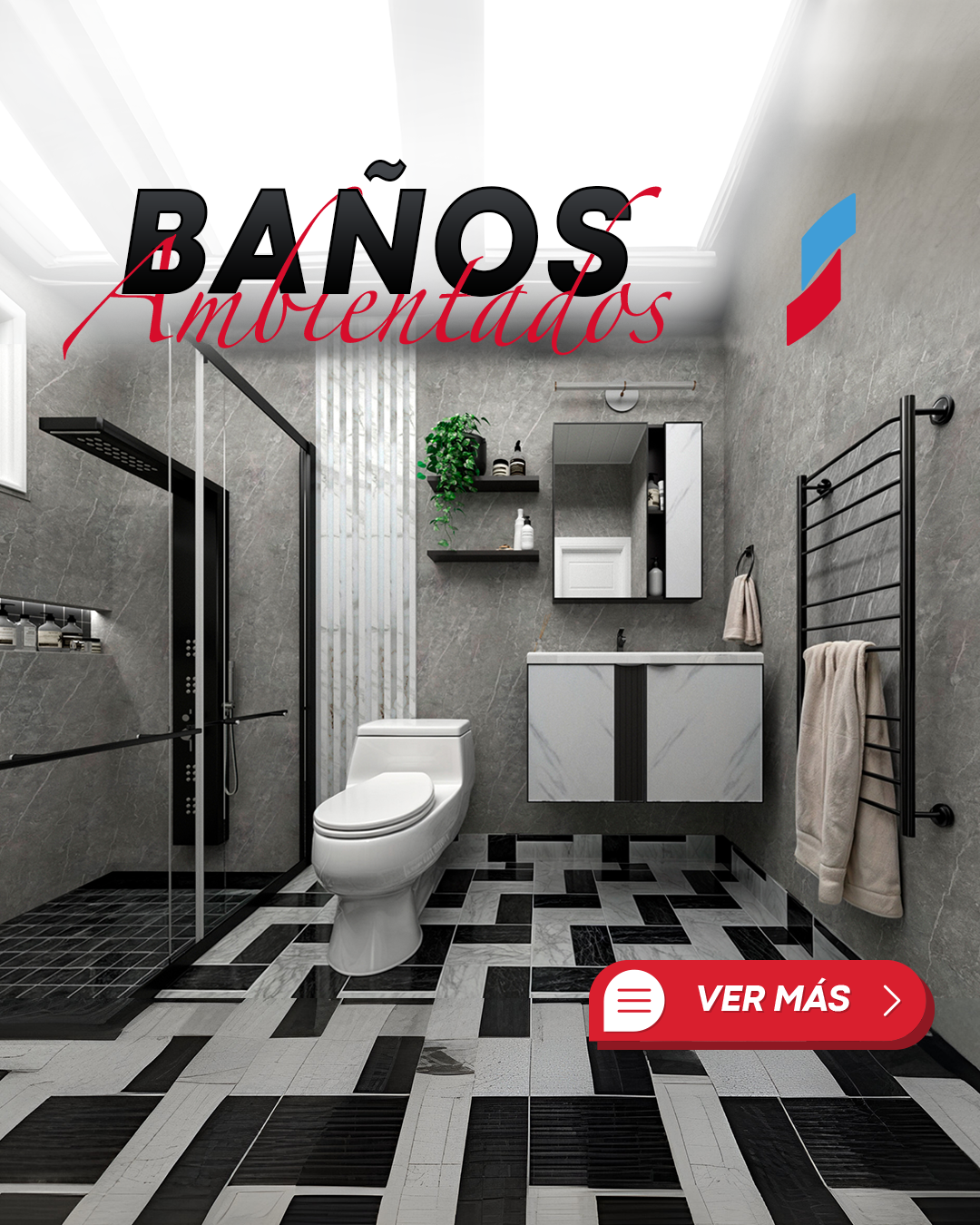 BAÑO AMBIENTADO B – 1.25M x 2.70M - 1.35M x 2.85M – 1.50M X 3.00M