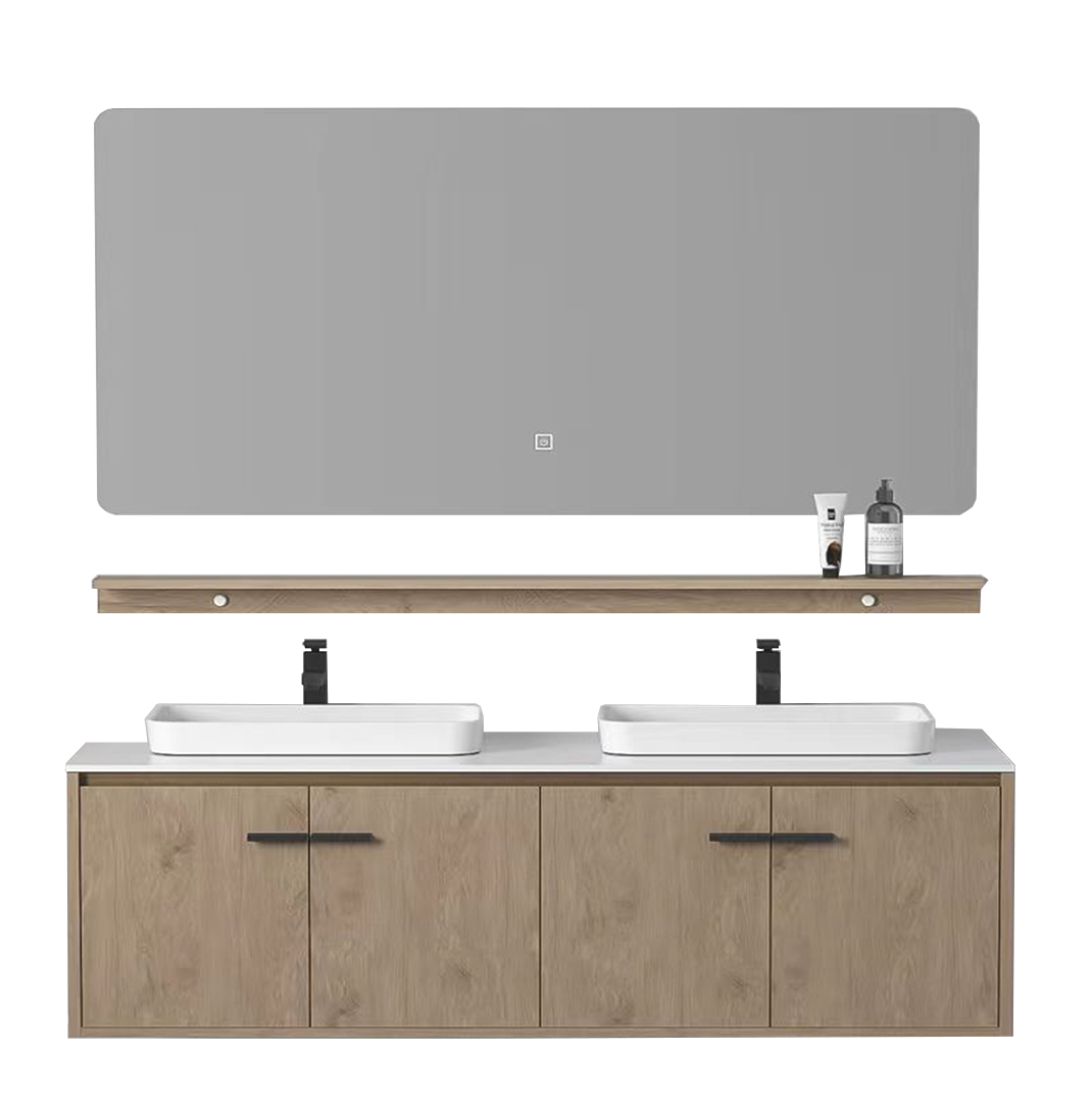 BATHROOM COMBO B (Double Bathroom Cabinet + LED Mirror + Shower Door + Shower Panel + Toilet + 2 Taps).