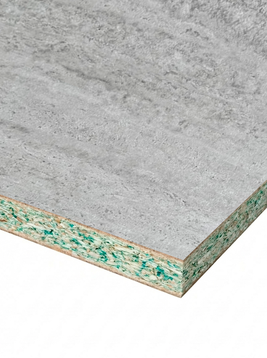 TABLERO MELAMINA AGLOMERADO HIDRÓFUGO HMR - GRIS CONCRETO CLARO - 1220×2440 – 16MM / 18MM – TAPACANTOS Y CANTOS DISPONIBLES