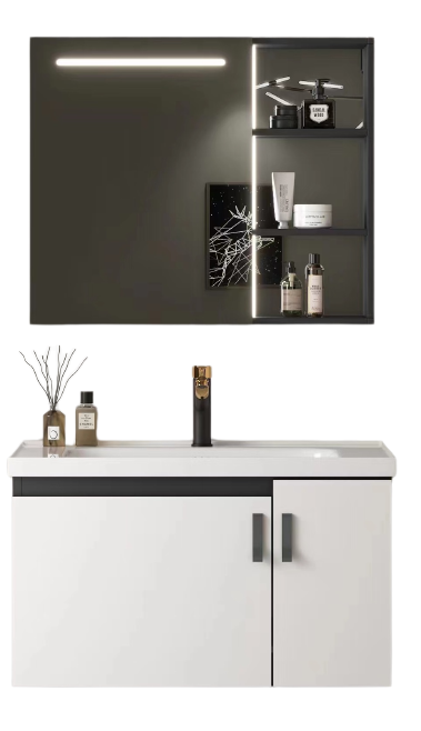 Mueble De Baño + Espejo De Aluminio 80 cm