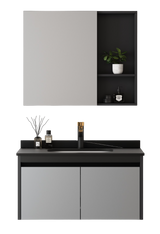 MUEBLE DE BAÑO ALUMINIO CON ESPEJO Y LAVAMANO