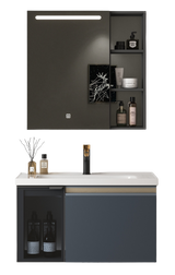 MUEBLE DE BAÑO SPACE ALUMINUM CON ESPEJO Y LAVAMANO