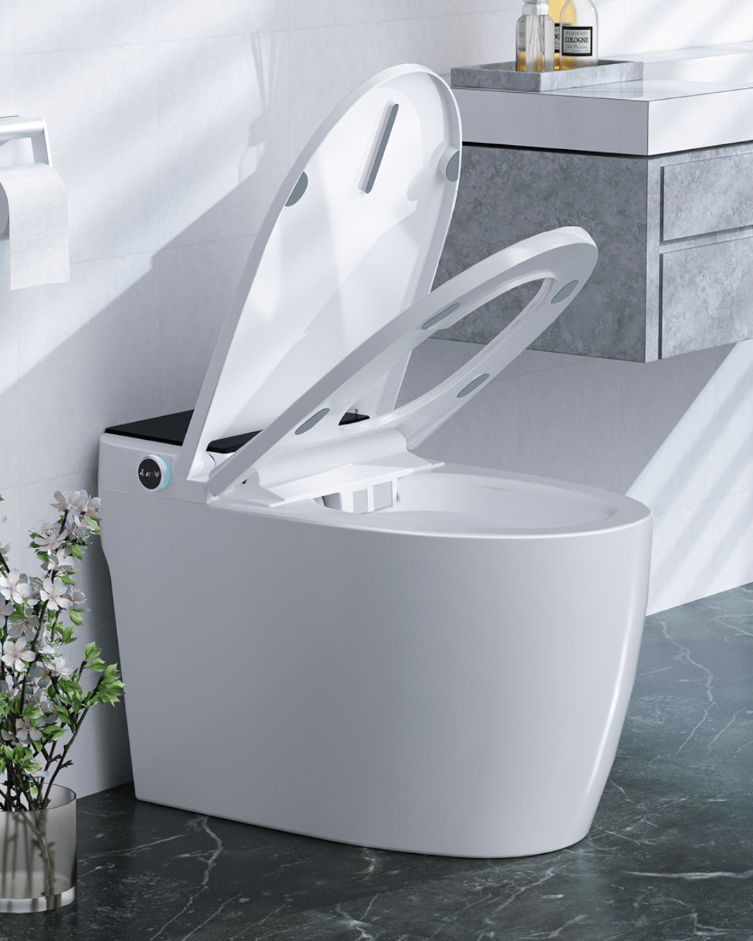 INODORO INTELIGENTE DE PISO CON BIDET, SECADO Y CONTROL REMOTO 680X420X470MM S-TRAP 300MM 945E-WC
