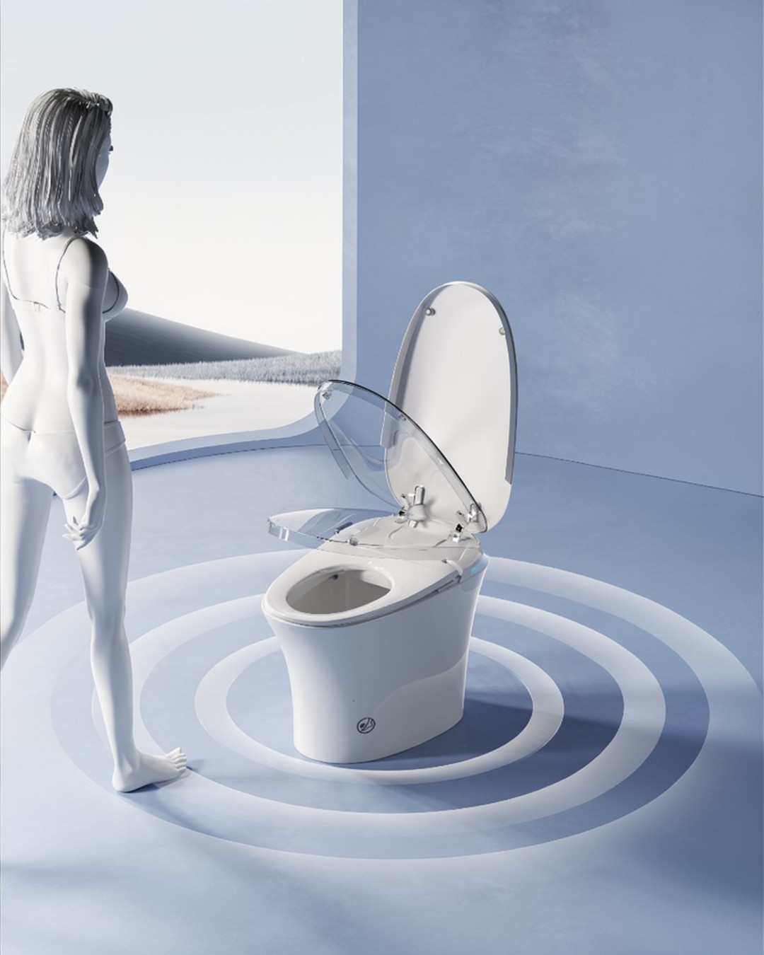 INODORO INTELIGENTE DE PISO CON SECADO Y CONTROL REMOTO 700X420X480MM S-TRAP 300MM G8E-WC