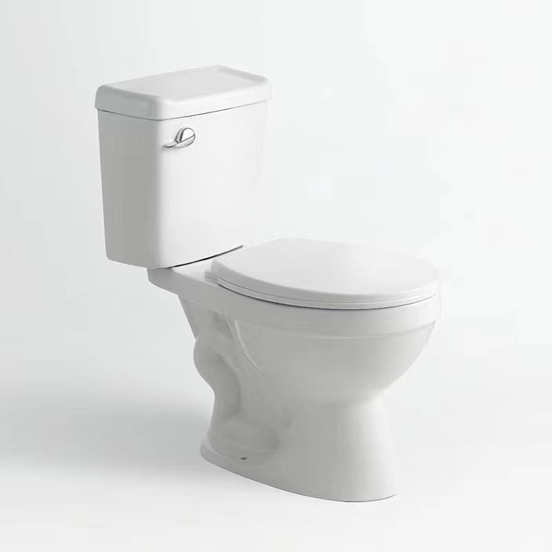 White toilet with two symphonic pieces