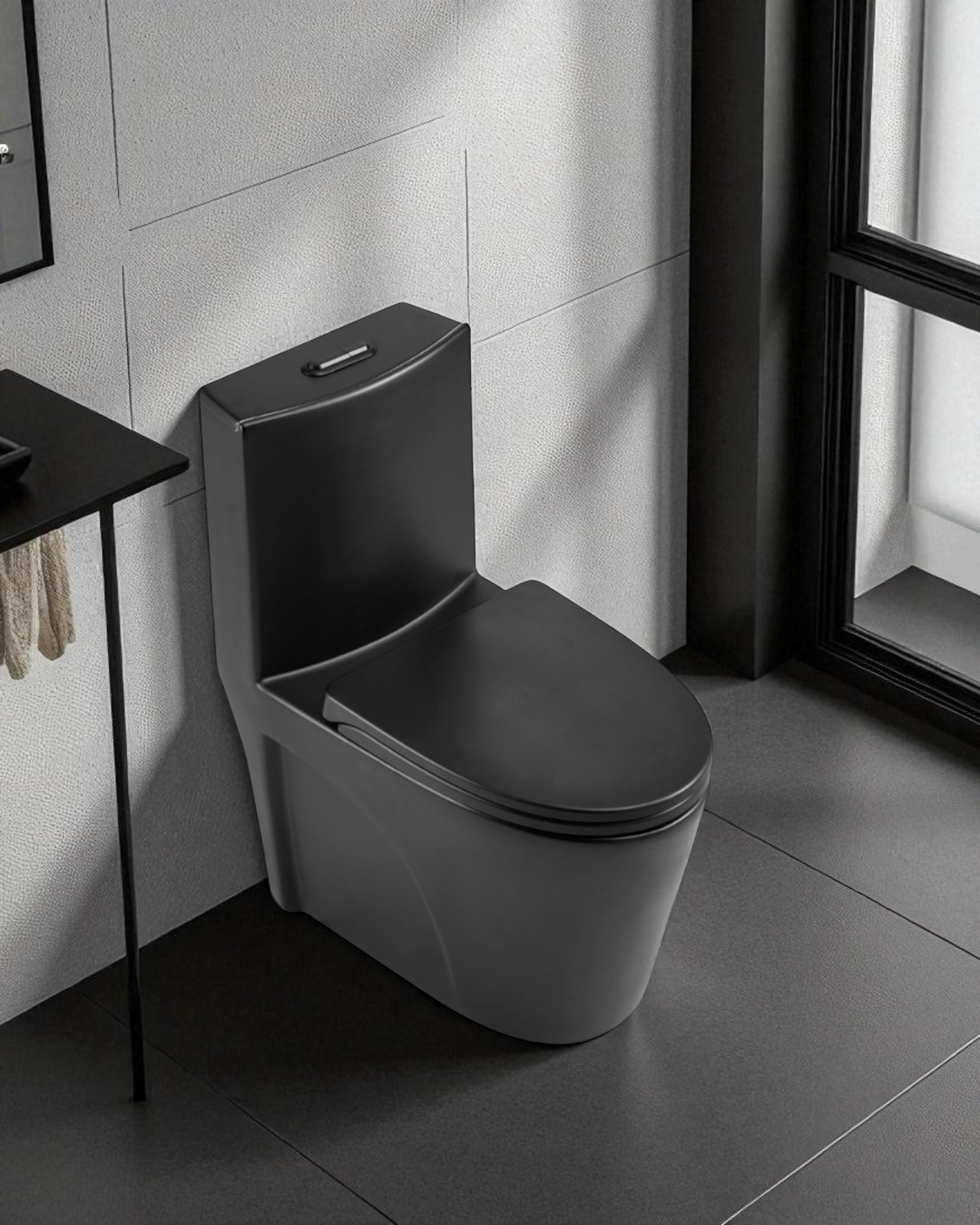 White toilet with two symphonic pieces