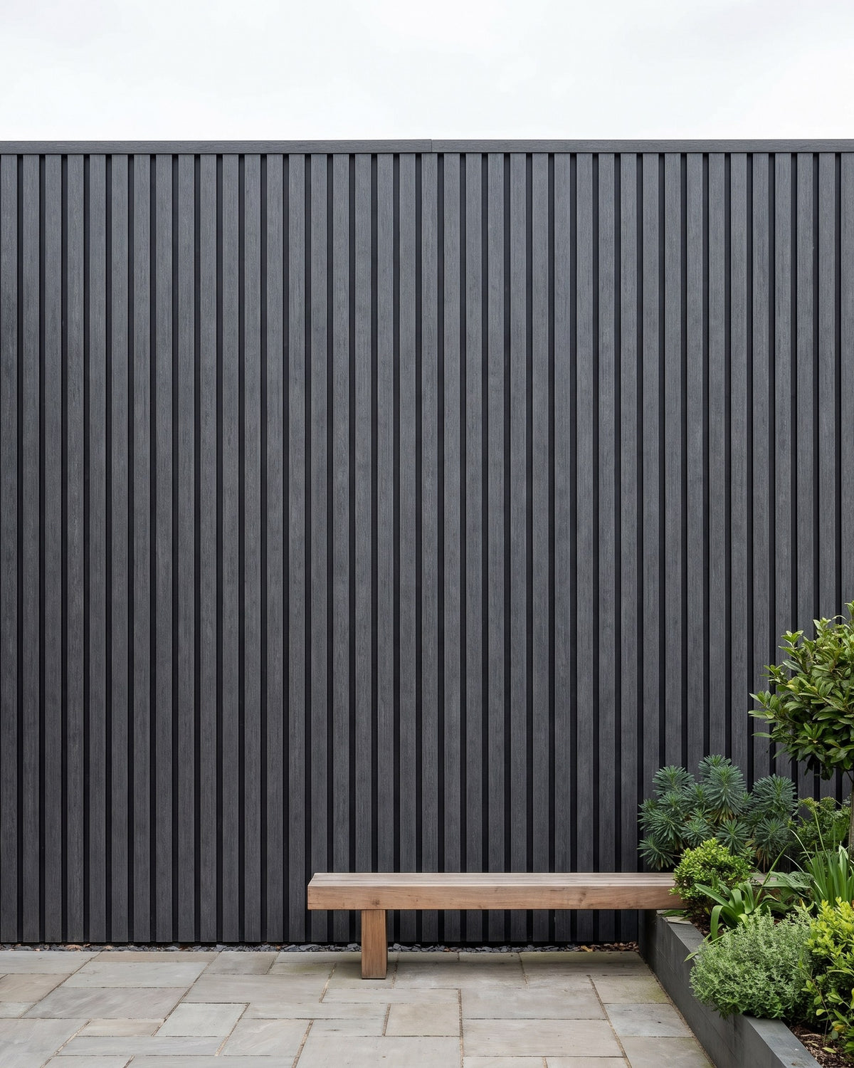 LÁMINA WPC ACANALADA EXTERIOR 2900×218×24.5MM | MODELO 99201 | CHARCOAL | BOLSA 2 PIEZAS