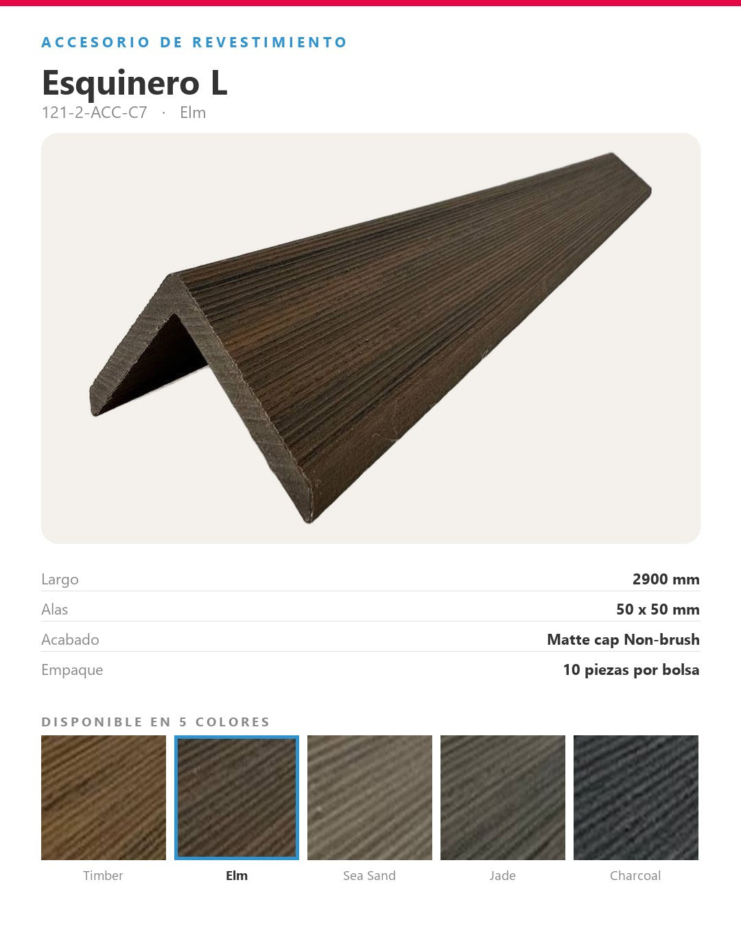 ESQUINERO L PARA LÁMINA WPC EXTERIOR 2900×50×50MM | ELM