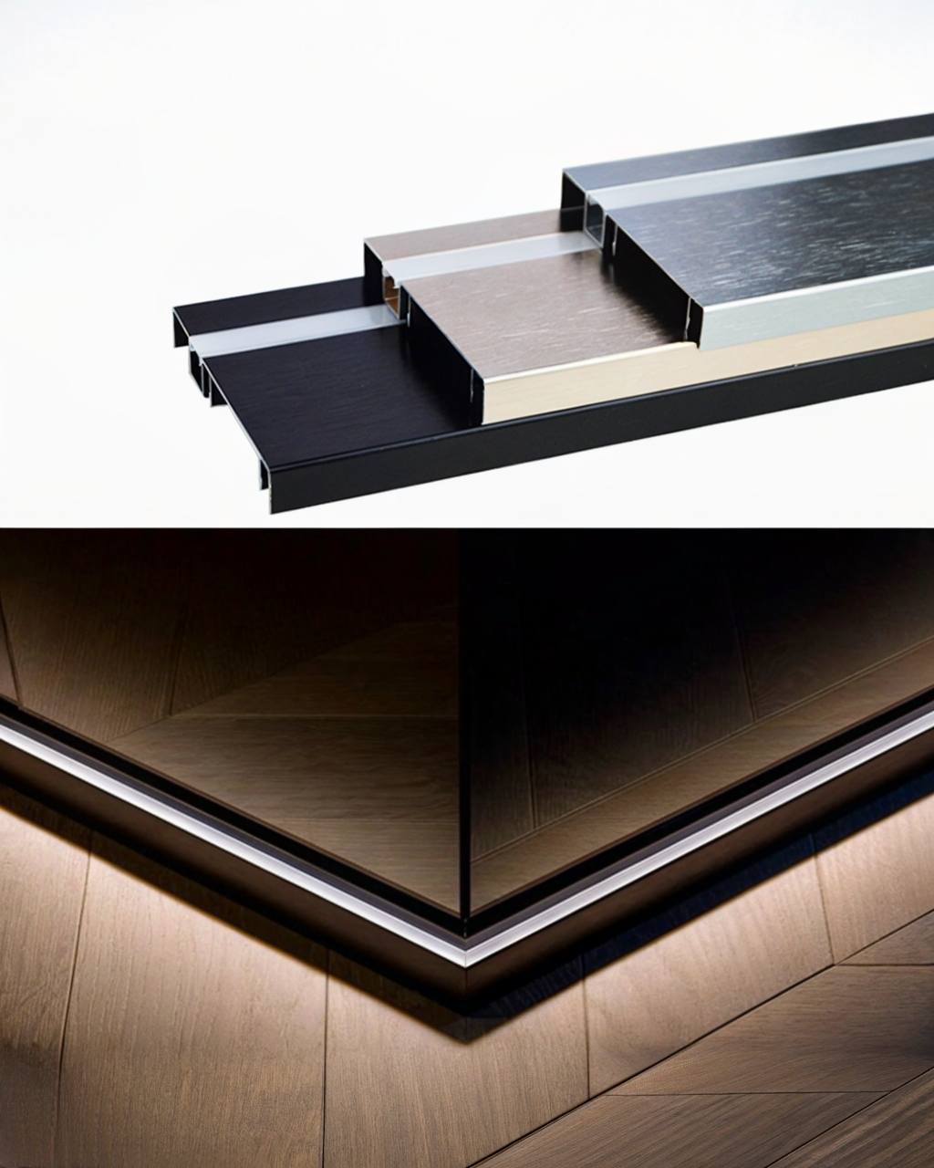 ZOCALO DE 8 CM CON DIFUSOR DE TIRA LED - ALUMINIO - 2.50ML