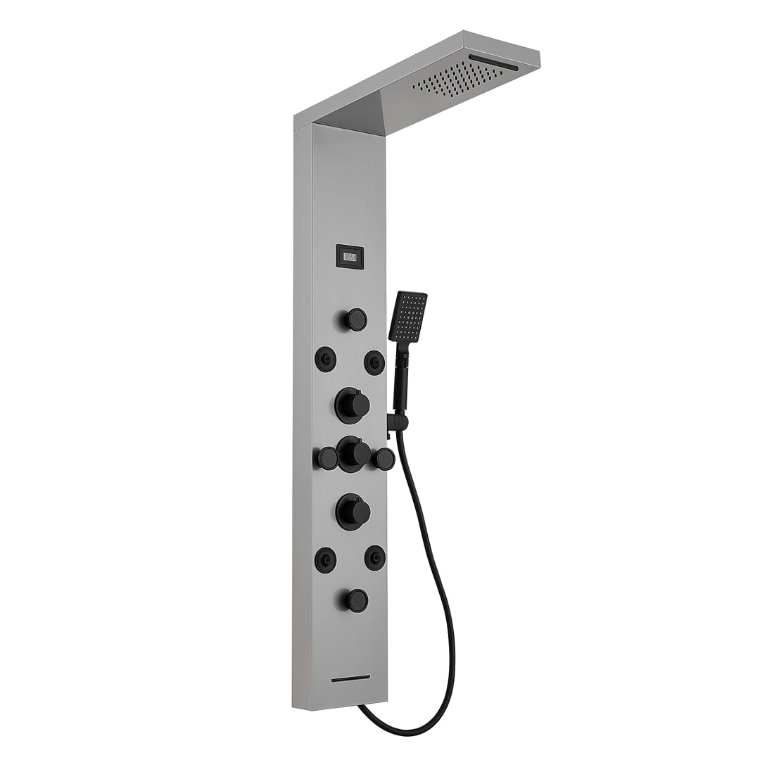 SHOWER PANEL - 304 STAINLESS STEEL - 22CM WIDTH - MATT BLACK