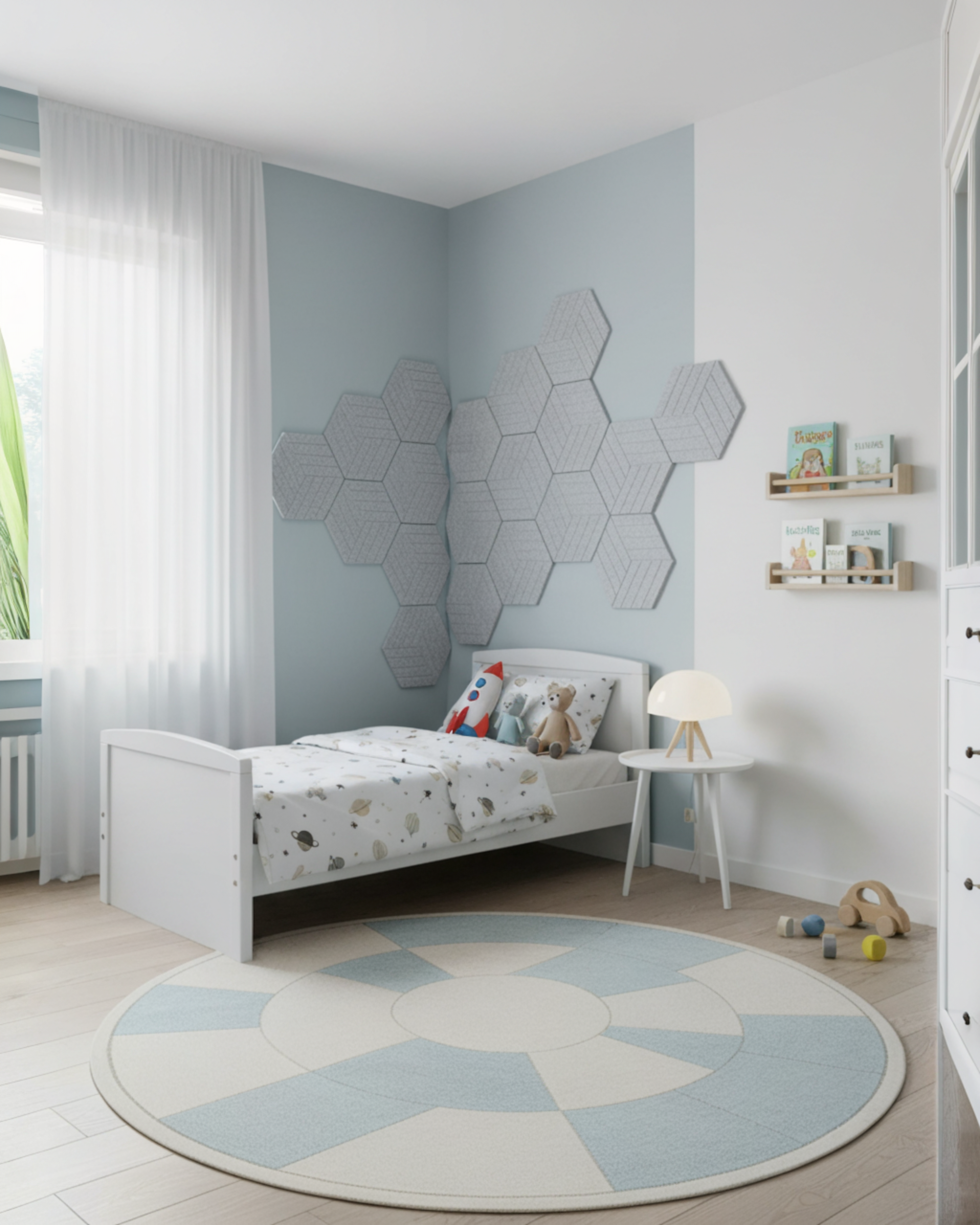 PANEL ACÚSTICO DE POLIÉSTER GRIS 40×40 CM – 8 MM