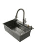 FREGADOR ACERO INOXIDABLE 304 NEGRO DORADO 750X460X220MM ESPESOR 3.0+1.0MM CON ACCESORIOS