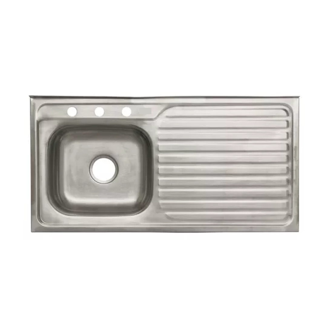 SINGLE SINK WITH COUNTER - 31.5" X 20" X 6" - LEFT - 304 STAINLESS STEEL