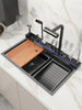 FREGADOR PREMIUM NEGRO ACERO INOXIDABLE 304 850X508X220MM CON ACCESORIOS