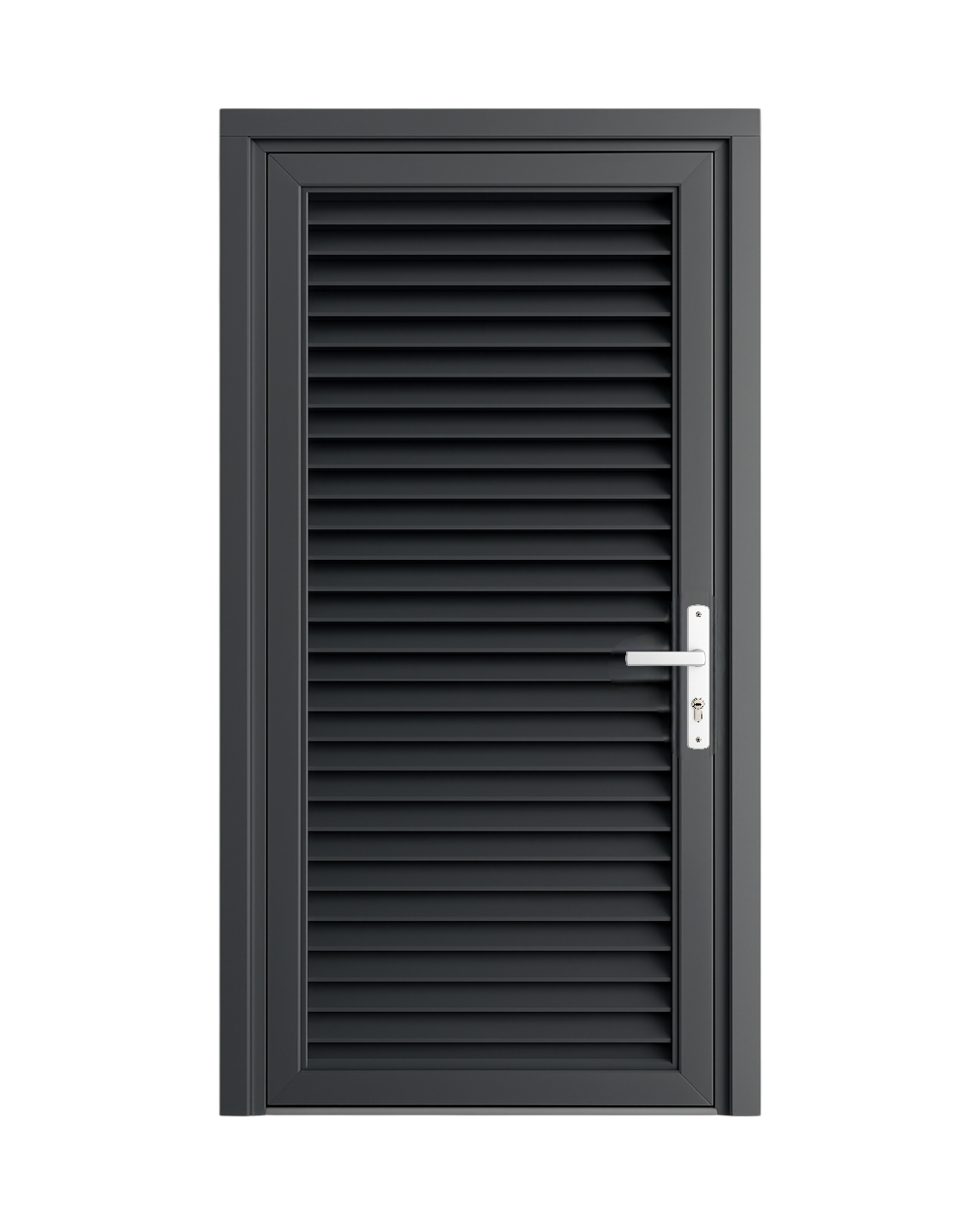 PUERTA DE ALUMINIO TIPO LOUVERS - 97CM X 2.15M - GRIS OSCURO