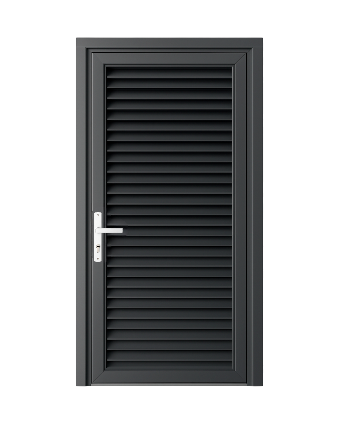 PUERTA DE ALUMINIO TIPO LOUVERS - 97CM X 2.15M - GRIS OSCURO
