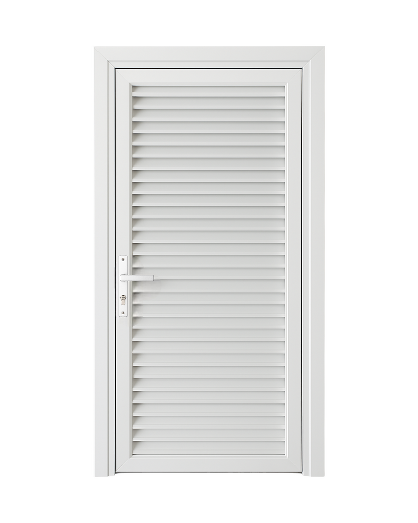 PUERTA DE ALUMINIO TIPO LOUVERS - 97CM X 2.15M - BLANCO